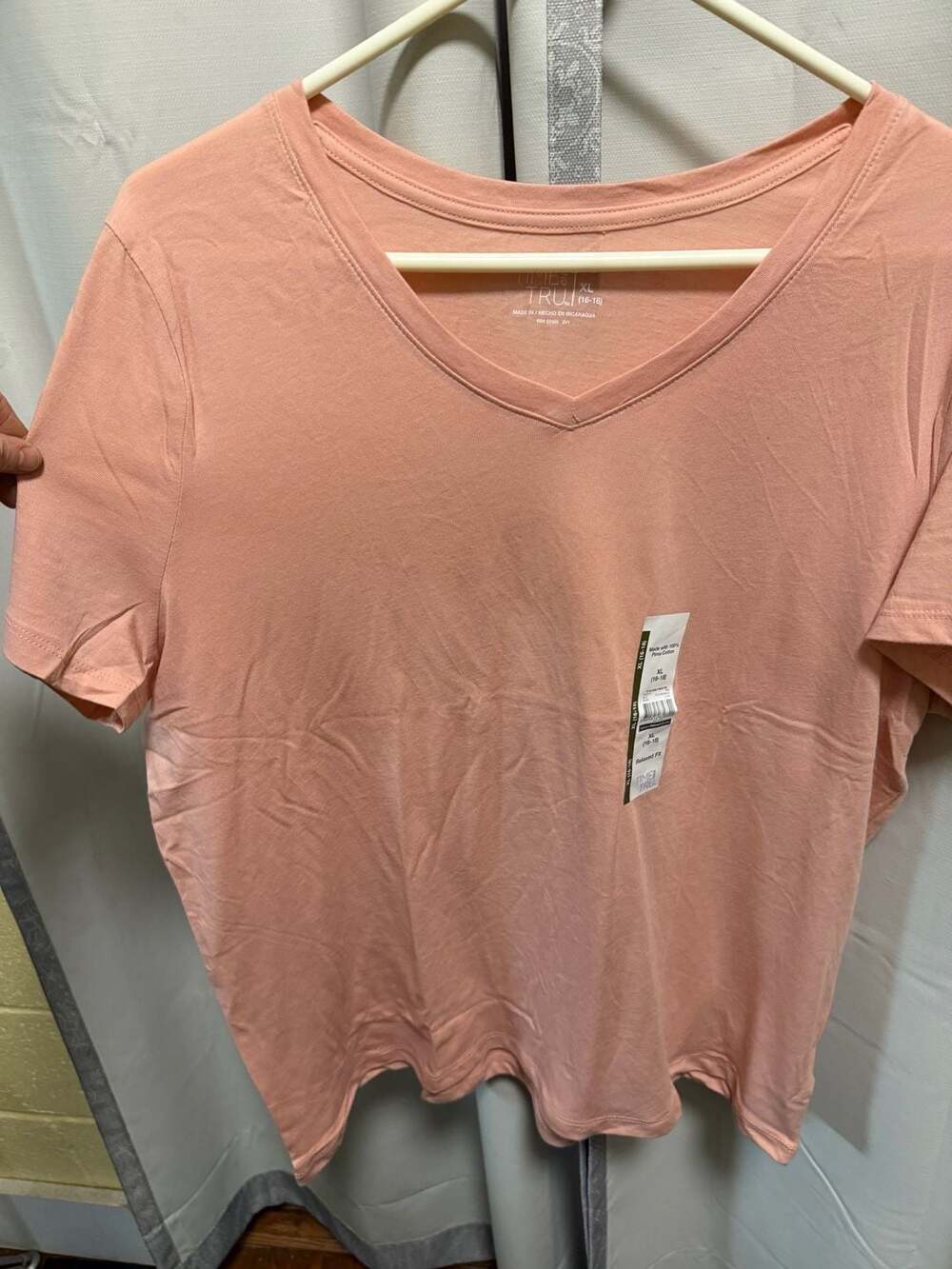 Time and Tru Core V-Neck Tee Shirt Pink Size XL (16-18)